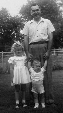 Maury with children<BR>Patricia and Stephen, 1951